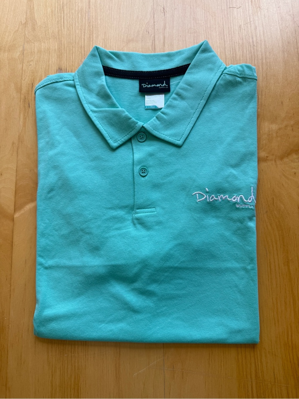 Diamond Supply Co Men’s XL Aqua Embroidered Logo Polo Shirt